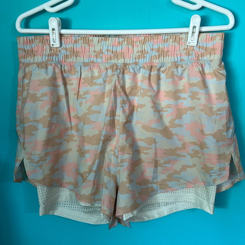 NWT Fabletics Camo Lined Active Shorts L